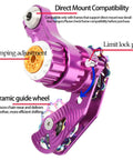 Close-up of a purple Single Speed Chain Tensioner Kit For Hardtail MTB BMX DJ And Folding Bikes with 11T Ceramic Guide Pulley