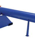 Straight Up Heavy Duty Telescoping Lift Boom Converts Fork Trucks To Overhead Cranes With 6000 Lb Capacity blue crane with hook and lift structure.