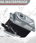 55KG Brushless Servo With Full Metal Build And Magnetic Encoder IP66 waterproof feature in water splash illustration