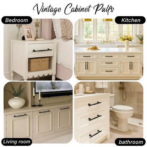 Heavy Duty Vintage Gold Cabinet Drawer Pulls Sweet Set Of 10 Handles With Antique Brass Finish in various home settings.