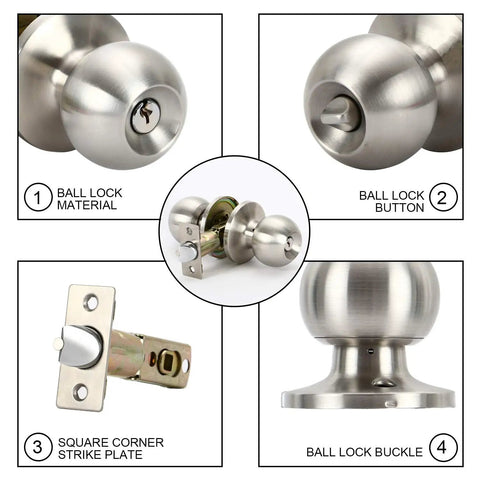 Soft Satin Stainless Steel Door Knob With Lock And Key For Bedroom And Bathroom Entry Doors No Fuss Install In Minutes Durable