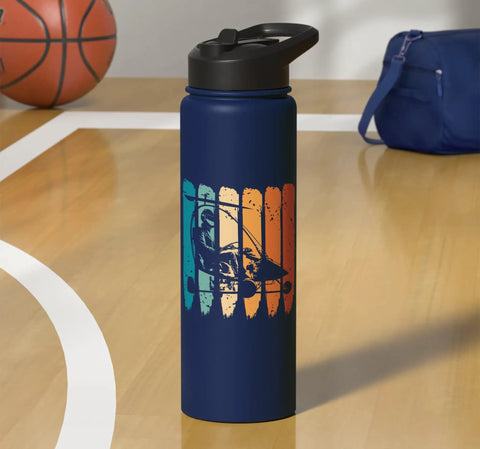 Retro Gyrocopter Pilot Water Bottle Stainless Steel Insulated For Aviation Fans And Flight Crew Gyroplane Lovers Dope Graphic Design On A Durable Bottle