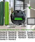 Replacement Parts Kit For Roomba Models Including i3, i3 Plus, i4, i4 Plus, i5, i5 Plus, i6, i6 Plus, i7, i7 Plus, i8, i8 Plus, E5, E6, E7 Plus With 2 Rubber Brush Sets, 8 Side Brushes, And 8 Filters Not Compatible With J7 J7 Plus. green brush and filter replacement kit for Roomba vacuums