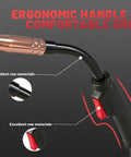 Premium 10ft MIG Welding Gun 180A With Extra Tips Fits Titanium Unlimited 200 And Mig 140/170 Pro K530 Style showing ergonomic handle and grip.