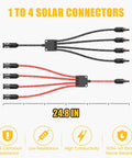 Y Branch Solar Panel Connector Kit 1 To 4 Parallel PV Adapter Cable Tool Free Install Plug And Play Extra Long 24.8 Inch Leads