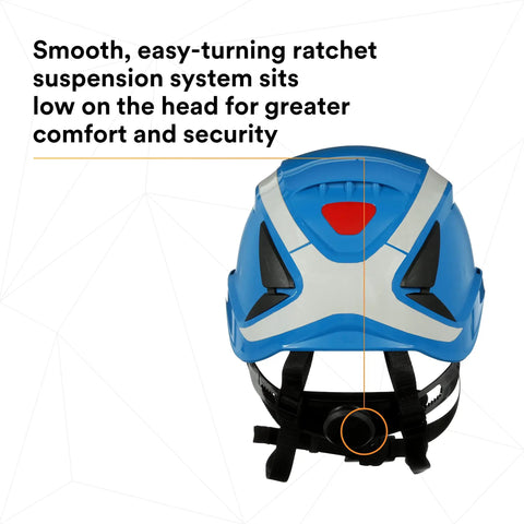 SecureFit X5003X ANSI Safety Helmet With 6-Point Suspension And Chin Strap Non-Vented Scotchlite Reflective Blue Ideal For Construction And Heavy Infrastructure