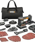 20V Cordless All In One Multi Purpose Sander With Toolless Clamp DustStop Micro Filter System And Includes 2 2Ah Batteries And Charger