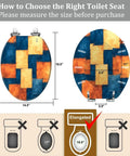 Elongated Toilet Seat for Bathroom displayed with dimensions, 14.5" x 18.5", showing installation tips.