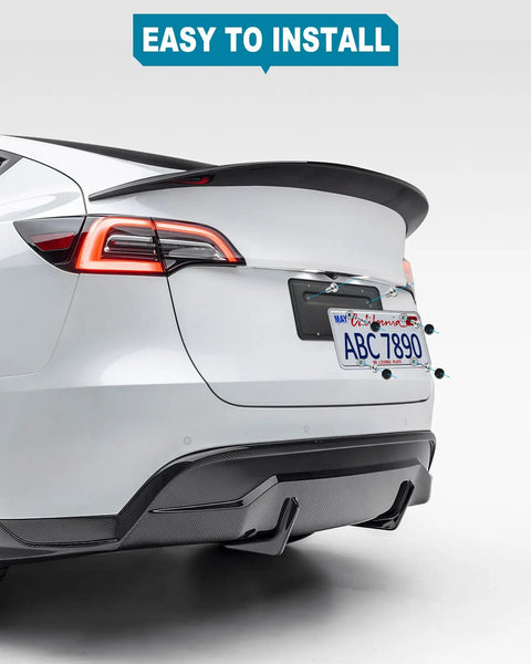 Tesla Model 3 And Model Y Rear License Plate Holder Bracket Frame With Screws Caps And Backseat Air Vent Cover Replacement Kit 109684400B Direct Fit Easy Install Now on Tesla rear bumper.