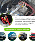 Battery Terminal Connectors 2 Pack Quick Disconnect Terminals With Anti Corrosion Pad Positive And Negative Top Post Ends For Car And Marine Use Durable Brass With Tin Plated Finish Easy Install shown installed on a car battery with red cables connected.