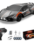 One Twenty Four Scale Four Wheel Drive RC Drift Car With Two Point Four GHz Remote Control and accessories