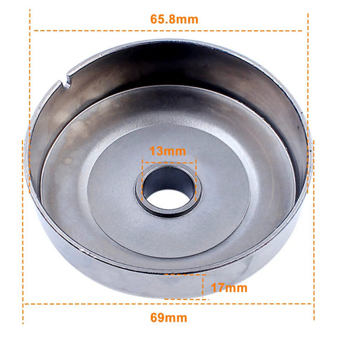 Close-up of a metal clutch drum from the 325 Inch Clutch Drum Sprocket Oil Pump Kit For Stihl 021 023 025 MS230 MS250 Chainsaw