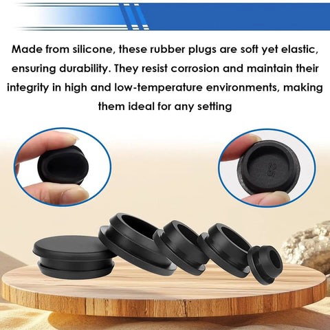 125 Pcs Rubber Grommets Plugs Set Eight Varied Sizes Soft T Shaped Stopper Plugs For Furniture Holes Sealing Installation Display