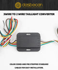 3 wire to 2 wire taillight converter with color coded cables, compatible with trailer wiring on select Chevy, GMC, Isuzu models