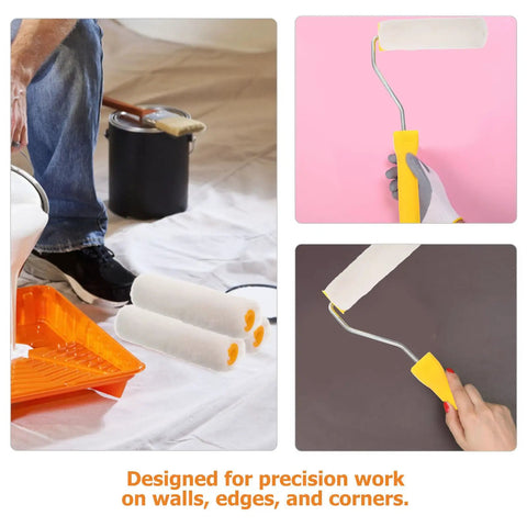 15 Piece Mini Paint Roller Set Featuring Four Inch Cotton Thread Rollers For Slick Wall And Furniture Makeovers No Fuss Lightweight Build Perfect For Quick Diy Home Renovations Corner Detailing And Smooth Finish Results.