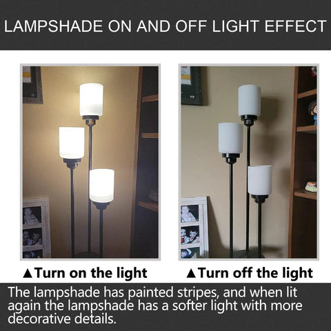 White Line Painted Glass Shade Cylinder Globe Replacement For Vanity Lights And Chandeliers One And Five Eighths Inch Fitter turn on and off effect.