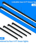 Bright 4 Foot LED Linear Light Fixture With 50W Dimmable And Linkable Design Adjustable 3000K To 6500K Color Temperature 4 Pack