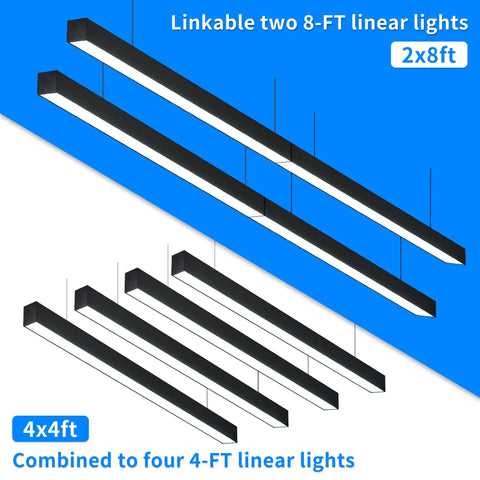 Bright 4 Foot LED Linear Light Fixture With 50W Dimmable And Linkable Design Adjustable 3000K To 6500K Color Temperature 4 Pack