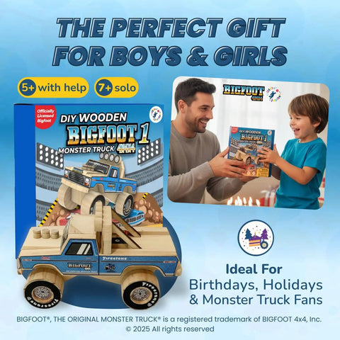 Mini Monster Truck Wood Kit With Stickers For Kids Ages 5 To 8 Build Your Own Monster Truck With Real Tools STEM Craft Toy