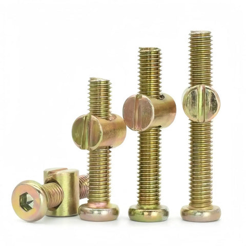 Bed Frame Bolts And Nuts Kit For Wood Furniture, 10 Piece M6 X 45mm Barrel Bolts, Screws And Nuts Set