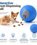 Interactive Smart Puzzle Feeder for Dogs and Cats, blue treat dispenser ball, engaging indoor playtime activity.