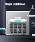 Back view of Heavy Duty Countertop Ice Maker Machine Portable Bullet Ice Cube Maker Self Cleaning Design showing installation features.
