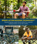 Freestyle Rocker Outdoor Rocking Chair With Beverage Holder shown in campsite and backyard setting
