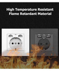 Premium White EU Wall Socket With Dual Fast Charge USB Connections Heavy Duty 16A Electrical Outlet For Home And Office smooth finish with flame retardant material