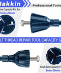 Hakkin 4-piece external deburring chamfer tool set with tungsten carbide blades and hex shank; fits 3–25 mm.