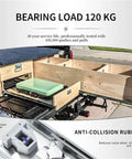 Heavy Duty Full Extension Drawer Slides Featuring A Secure Lock And Rock Solid Ball Bearings Built Tough For Kitchens Cabinets And Home Offices Handles 264 Pounds Total Load 38 Inch Length Per Pair with a drawer and anti-collision rubber.