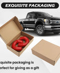 Red Tow Hook Covers for Ford Super Duty F250 F350 F450 2017 2026 Hitch Cover Set Front Bumper Accessory in packaging