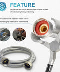 Washer Hose Plier For No Sweat Grip And Tight Seal On Washing Machine Inlet Hoses Universal Fit For Front Load And Top Load Washers With Indented Water Valves And Hard To Reach Hose Connections, silver metal tool holding hose