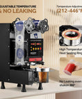 Full Auto Cup Sealing Machine With LCD Control Panel for 88 89 90 95mm Cups, Electric Boba Tea Sealer on a countertop