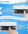 Large White Shower Hair Catcher With Flexible Silicone Bristles shows instructions to snag and remove hairs easily.