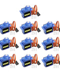 10 Pack 9G Micro Servo Motors for Small RC Helicopters Cars Boats Drones and Robotic Arms with 0 to 180 Degree Range