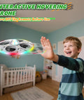 Child controlling UFO Drone For Kids Indoor Flying Toy Remote Control Aircraft With LED Lights Auto Hover