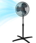 16 Inch Pedestal Floor Fan With 90 Degree Oscillation Three Speed Settings Adjustable Height Keeps Your Room Cool All Day Black