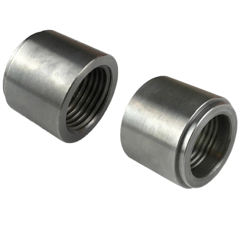 Straight Up Heavy Duty 304 Stainless Steel 1/8 Inch NPT Weld On Bung With Female Nut Threaded Insert Hella Tough Auto Plumbing Fittings For Fuel Oil And Coolant Includes Two, showing two threaded stainless steel bungs.