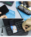 Mini Precision Screwdriver Set With Color Coded Bits And Built In Magnetizer in use for iPhone repair and organizing box