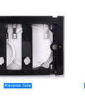 Dual Flush Actuator Plate For Concealed Cisterns Alpine White Wall Mount Toilet Flush Plate reverse and side view