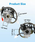 Dimensions of GY6 150cc Carburetor PD24J Kit With Ignition Coil Throttle Cable And Starter Solenoid for Taotao Scooters and ATVs