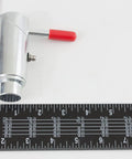 Close-up of Heavy Duty 1 Inch Spring Loaded Cam Lock Plunger Pin With Grease Fitting Zinc Plated Steel against a ruler.