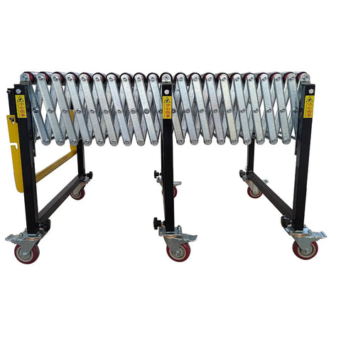 Unpowered Portable Flexible Conveyor With Height Adjustable 29.5 to 45.3 Inches And Expandable Length From 47.2 to 118 Inches Roller Table