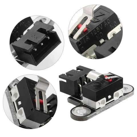 Close-up of Six Pack Micro Limit Switches with 1M 3 Pin Cable featuring no contact momentary action and 18x27x14mm housing.