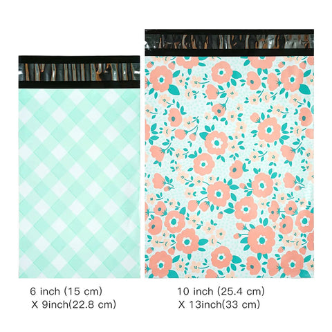 Heavy Duty Poly Mailers Self Seal Shipping Bags 2.3 Mil With Floral Blue Pink Flower Dot Plaid Designs 6x9 And 10x13 Inches 80 Pack