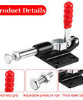 4 Pack Push Pull Toggle Clamps Delivering Badass 500 Lb Holding Power With Quick Release Stroke Action Heavy Duty Professional Grade For Woodworking And Welding Projects close-up view of toggle clamp with non-slip grip handle and adjustable pressure tip