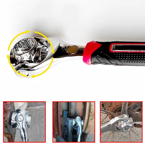 48 In 1 Universal Socket Wrench With 360 Degree Rotating Head All In One Multi Tool For Home And Car Repairs, close-up view