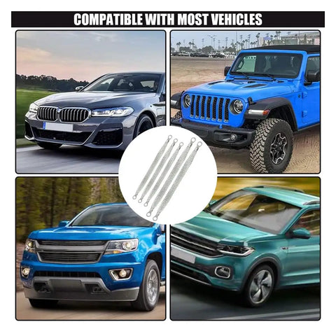Top Shelf Braided Automotive Ground Strap Kit Includes Five Heavy Duty Copper Cable Wires With Secure Ring Terminals shown with various vehicles.