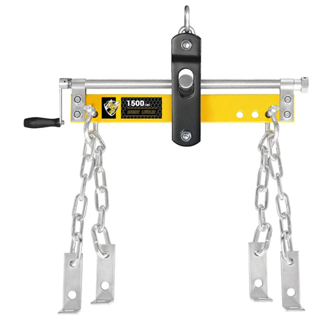 Front view of Engine Hoist Shop Crane Engine Leveler 1500 Lbs Steel With Ball Bearing And Adjustable Handle For Easy Lifting