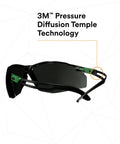 Top Tier Sport Safety Glasses Featuring Ir Five Gray Optics And Recessed Temple Ribs For Knockout Comfort And Seamless Ppe Compatibility On Heavy Duty Work Sites, showcasing 3M Pressure Diffusion Temple Technology.